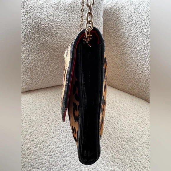 Black Label by Chico's Leopard Print Clutch/Shoulder Bag